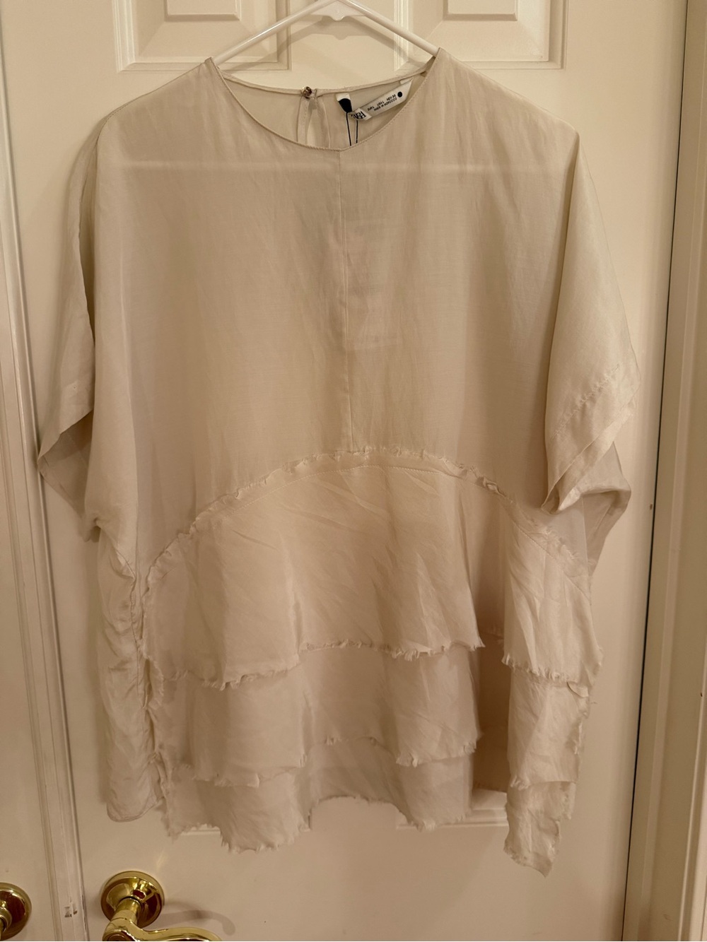 NWT ZARA Light Cream Layered Ruffle Blouse